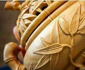 手作り 黄楊木 ツゲの木彫り 家の装飾 飾り物 ポプラの葉平安である香炉y