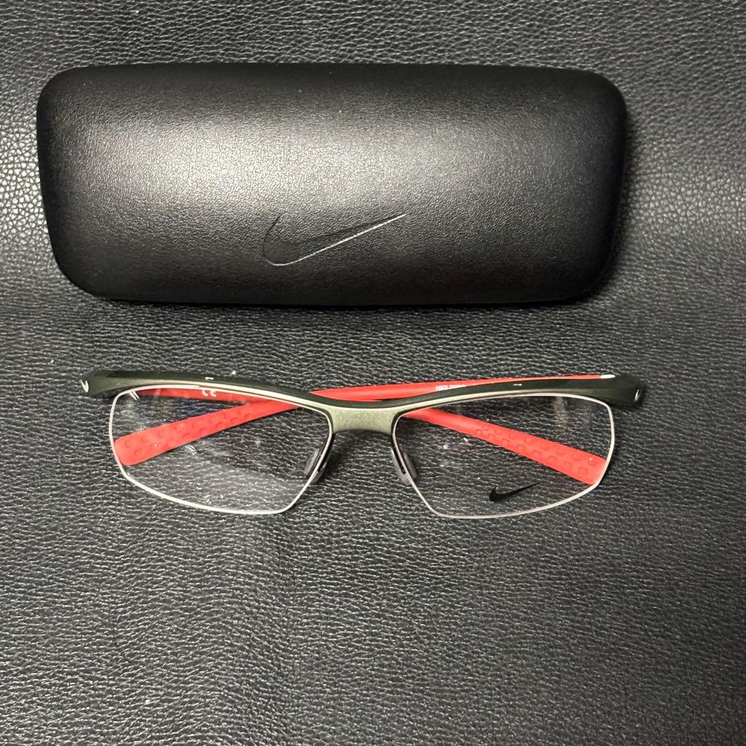 NIKE(ナイキ)ボルテックス/7070/3/ メガネフレーム/カーキ×レッド