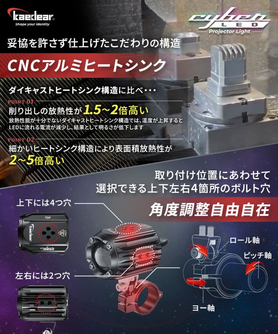 バイク LEDプロジェクター フォグ ランプ 補助 ライト 汎用 30W×2灯