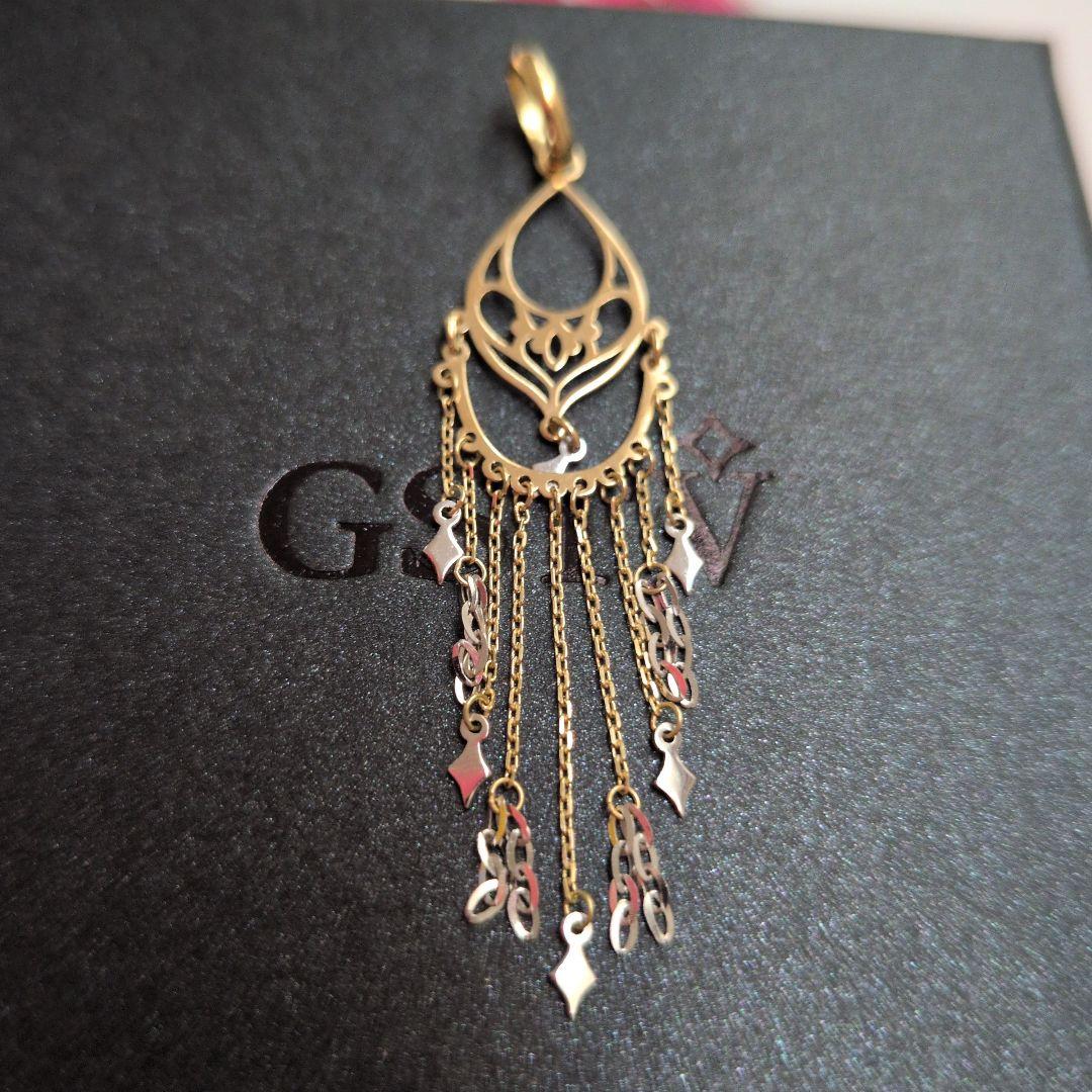 *最終価格*GSTV K18YG/WG 2カラーフリンジ ペンダントトップ