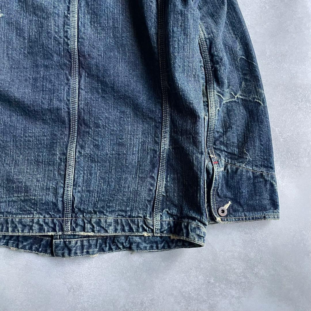 ETERNAL デニムカバーオール ブランケット付き ダメージ加工 38 日本製