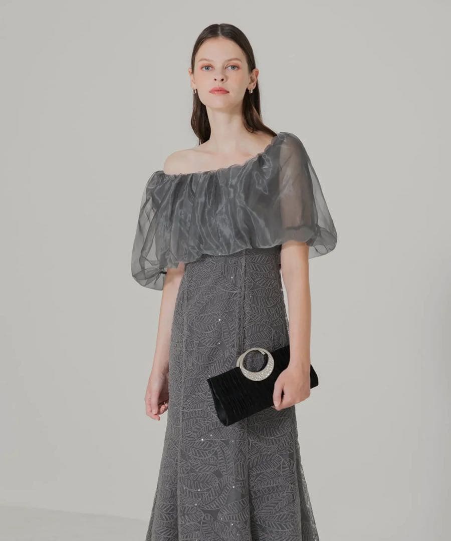 や*み様 LEJA 2WAYオフショルダーパフスリーブマーメイドワンピースドレス