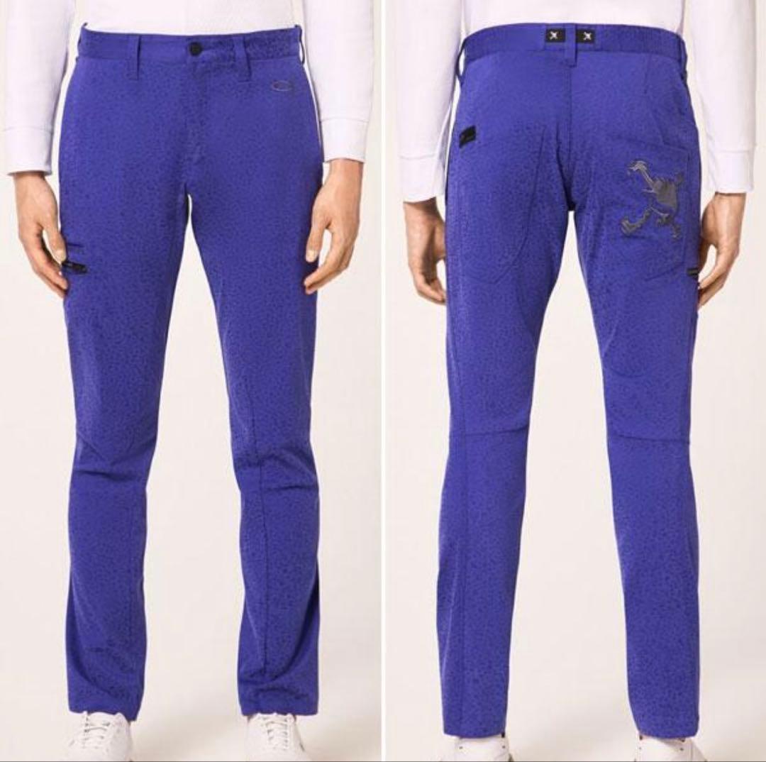 W79☆新品☆ オークリー メンズ スカル刺繍3Dテーパードパンツ　裏起毛