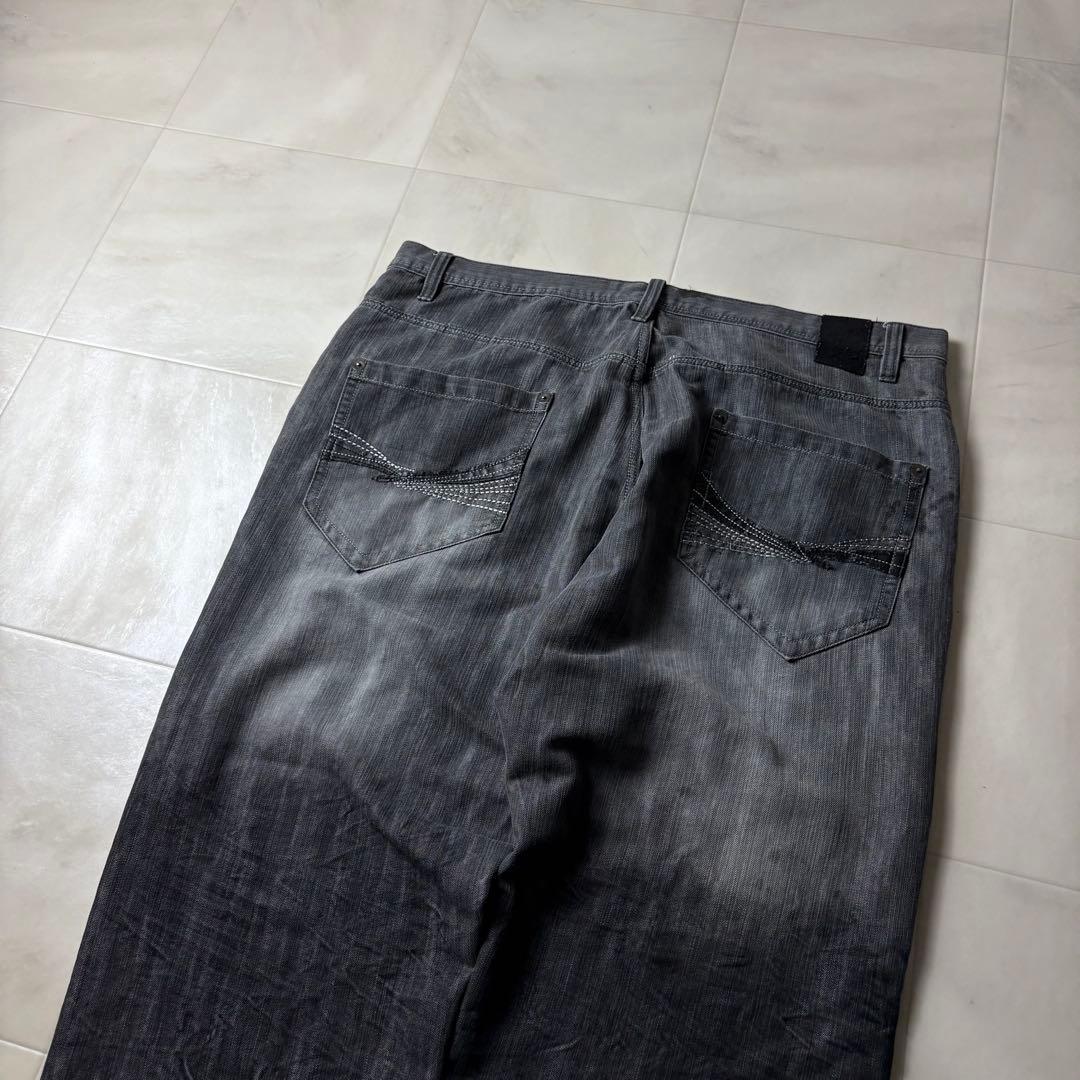 サウスポール フェード 超極太 オーバーサイズ ブラックデニム バギーパンツ