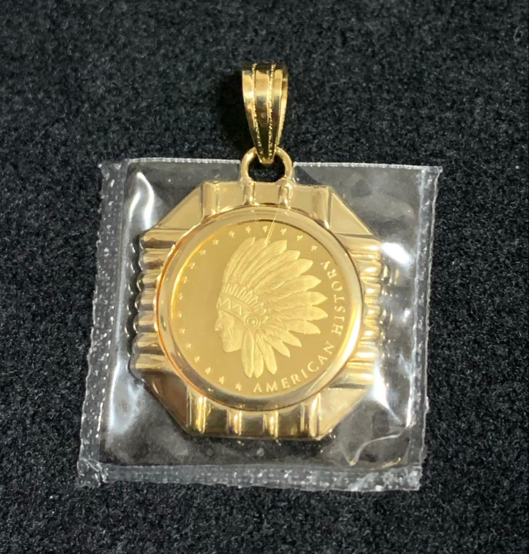 インディアンチャーム　ネックレス　ペンダントトップ　K24×K18