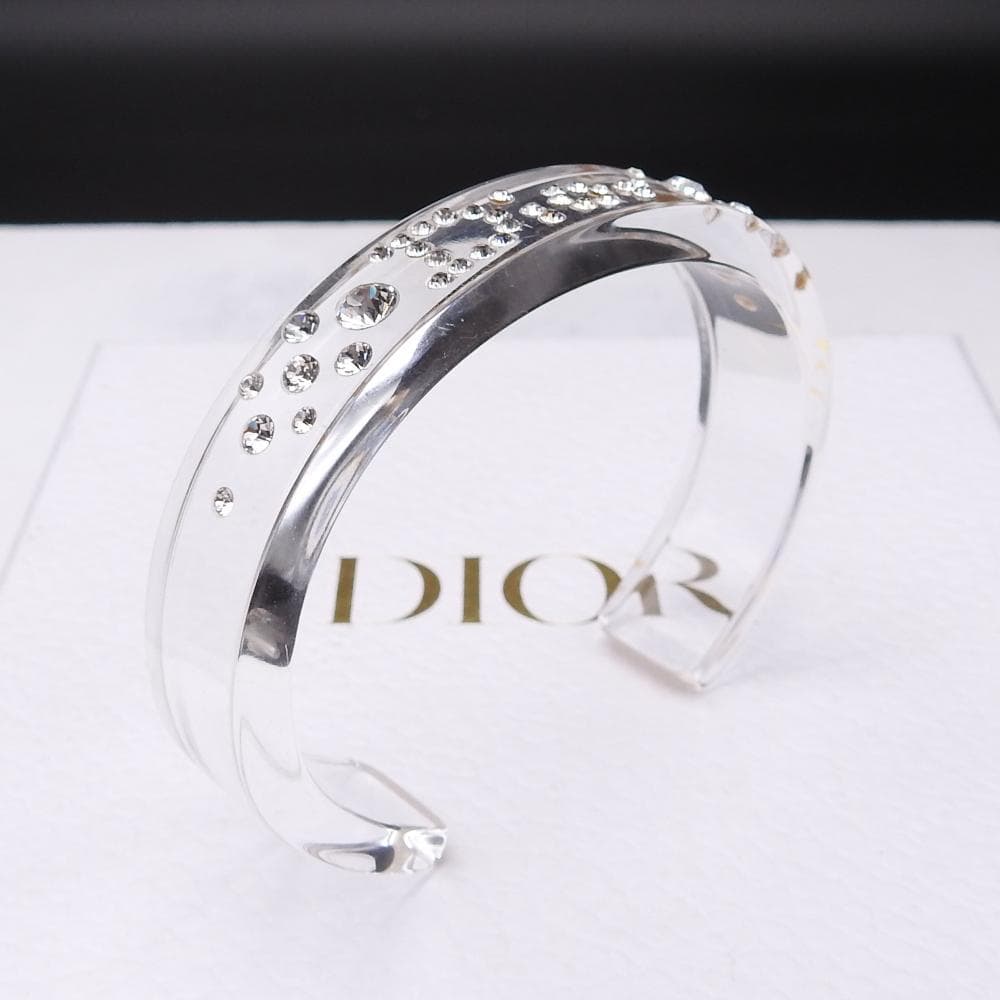 クリスチャンディオール ラインストーン バングルロゴ プラスチック クリアカラー