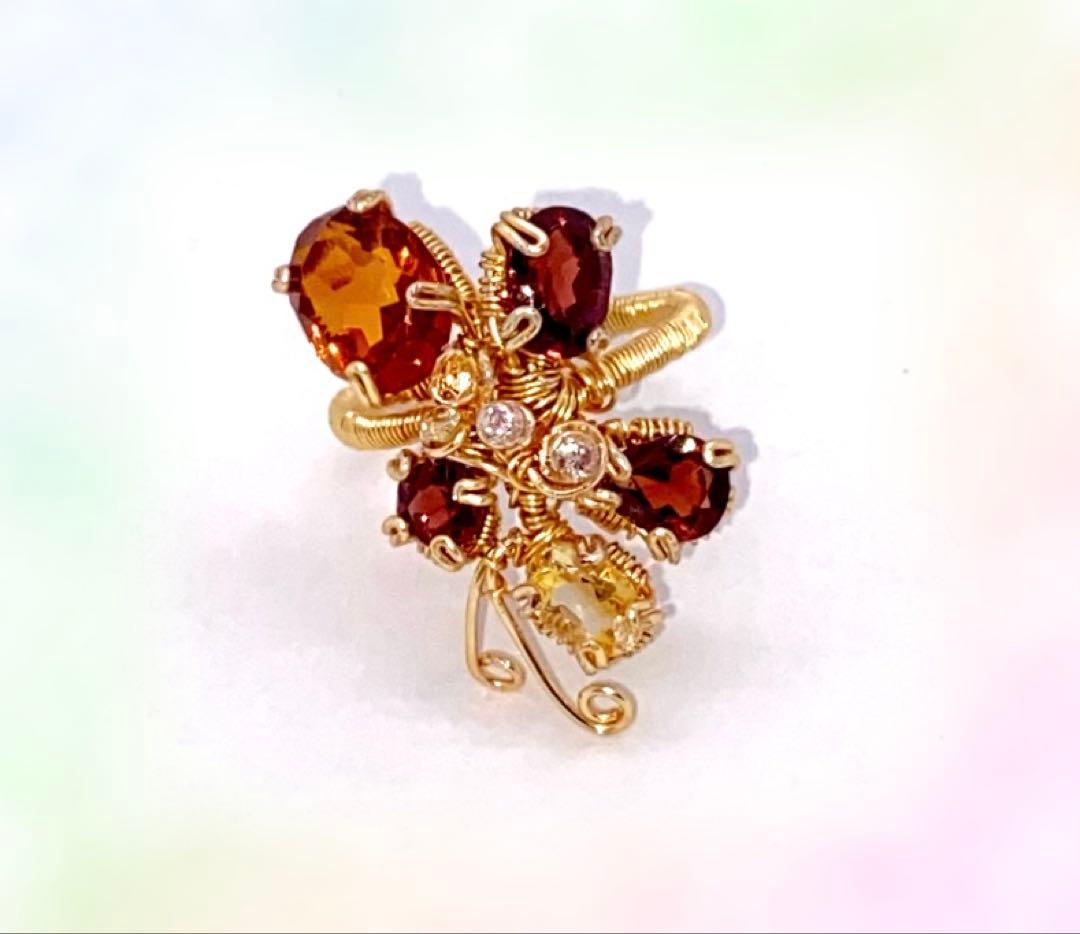 タラちゃん様2点専用ページです♪14kgf ワイヤーリング ガーネットトパーズ