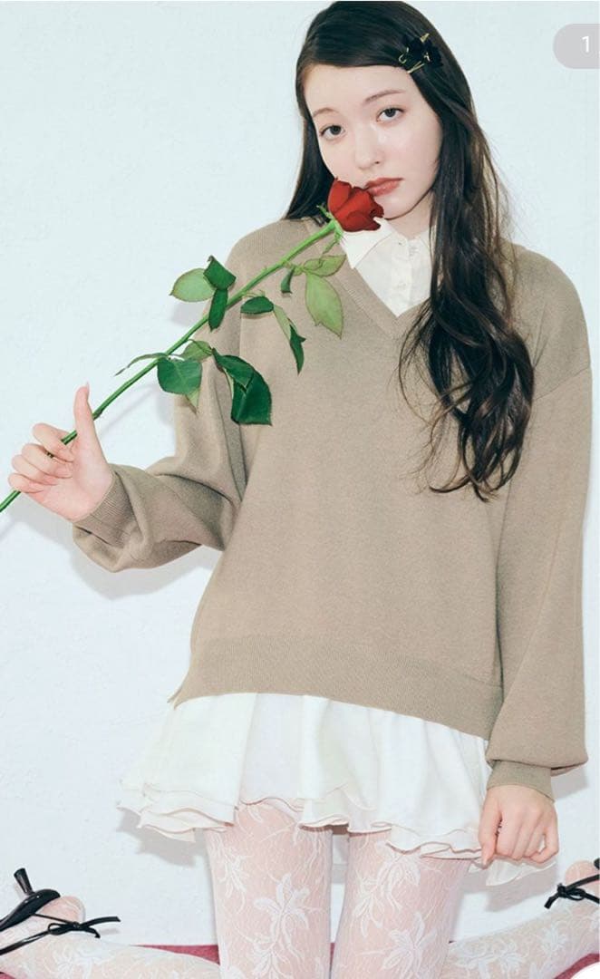 LILY BROWN シャツドッキングフリルミニワンピース