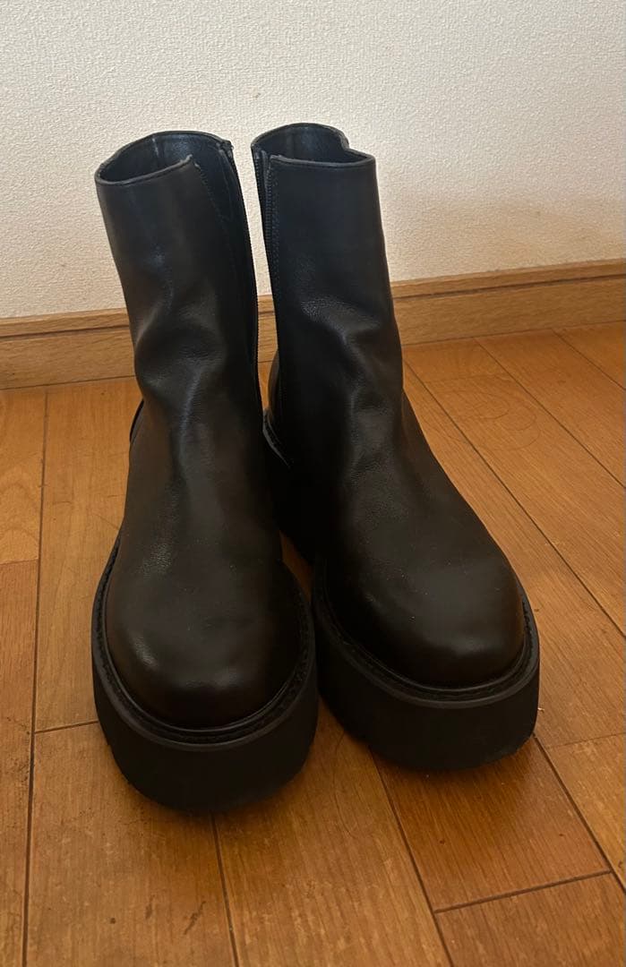 [新品同様]BEARDSLEY レザーミドルブーツ ブラック 38