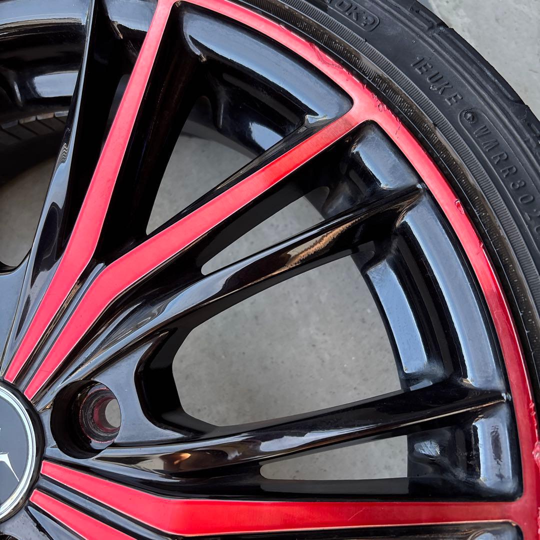 タイヤ　ホイール　ロクサーニ　マグナス　レッド　16インチ　100 4穴　+48