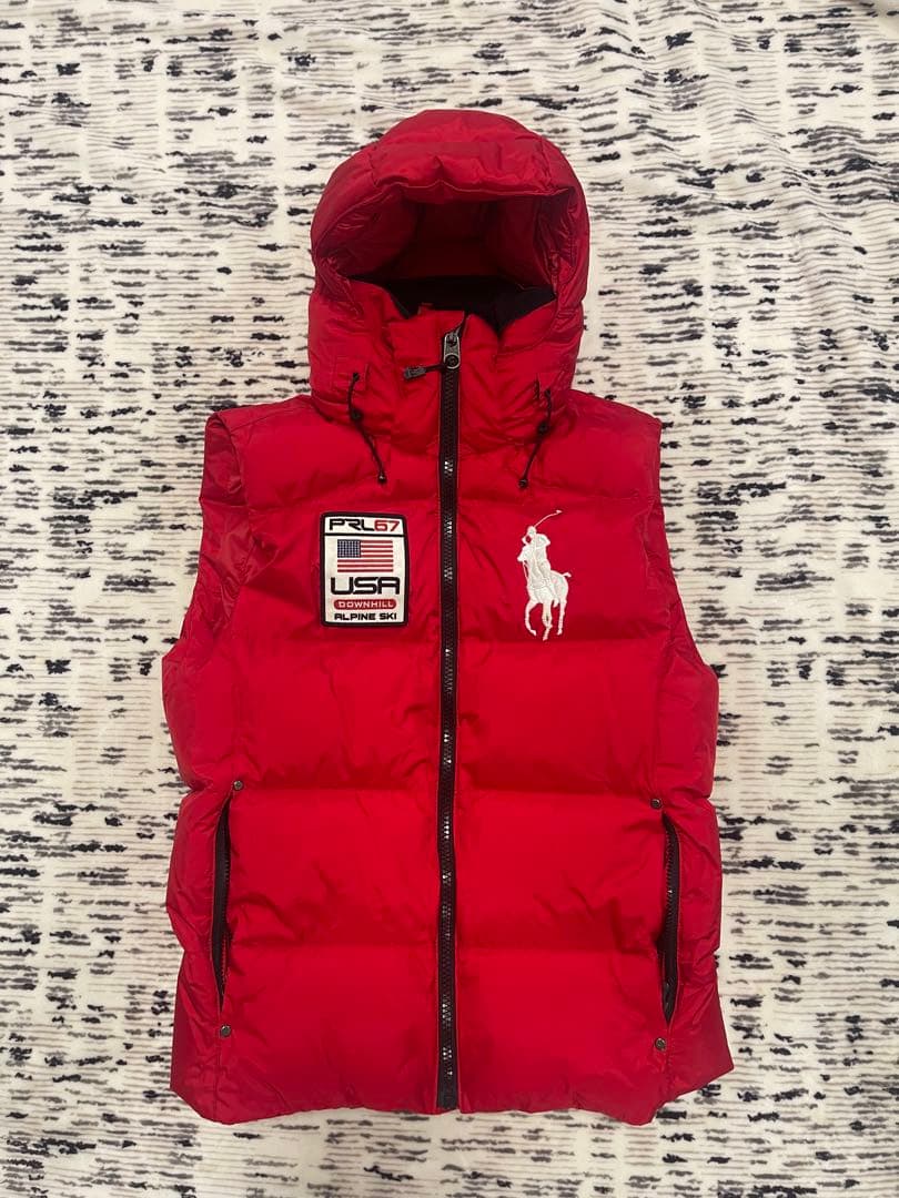 美品 Polo Ralph Lauren 赤 ダウンベスト ビッグポニー