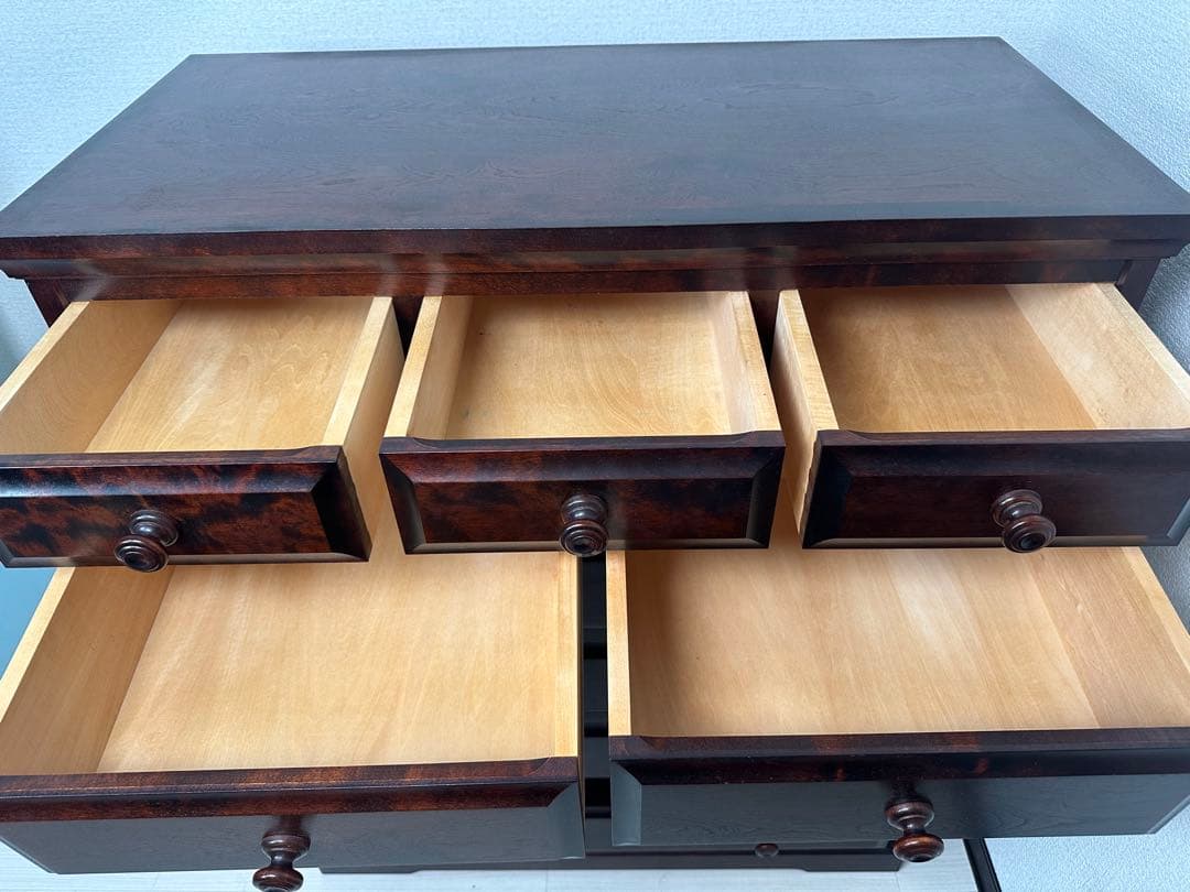 北海道民芸家具 チェスト 6段 整理箪笥 収納家具 チェスト 樺材 ※i4-2※