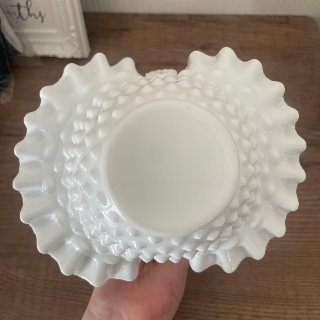 アンティーク　フェントン　ボブネイル　ミルクグラス　バスケット　カゴ