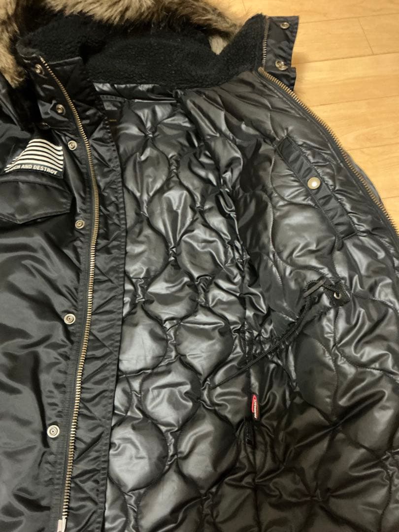 ヒステリックグラマー　ブラック ミリタリージャケット ファー付き　希少Lサイズ