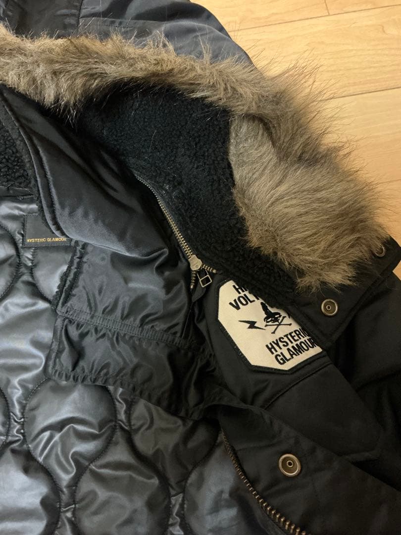 ヒステリックグラマー　ブラック ミリタリージャケット ファー付き　希少Lサイズ
