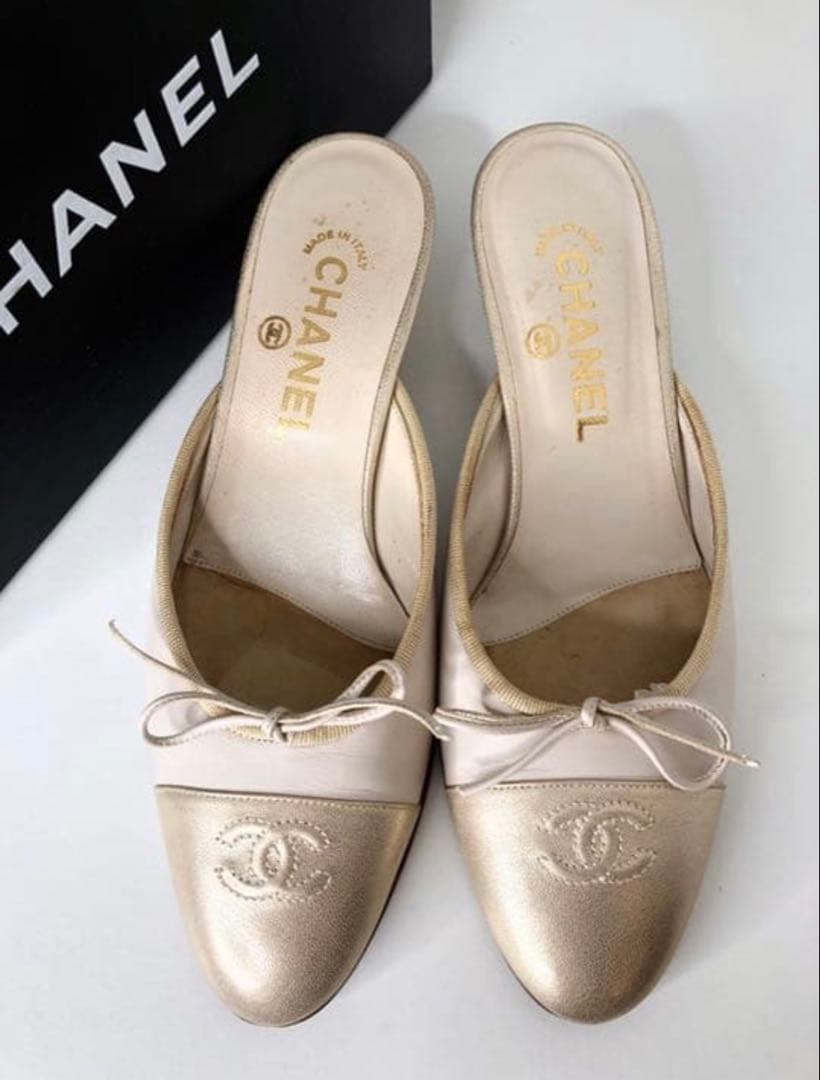 CHANEL ココマーク サンダルミュール リボン