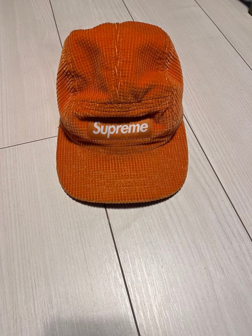 Supreme オレンジ コーデュロイキャップ