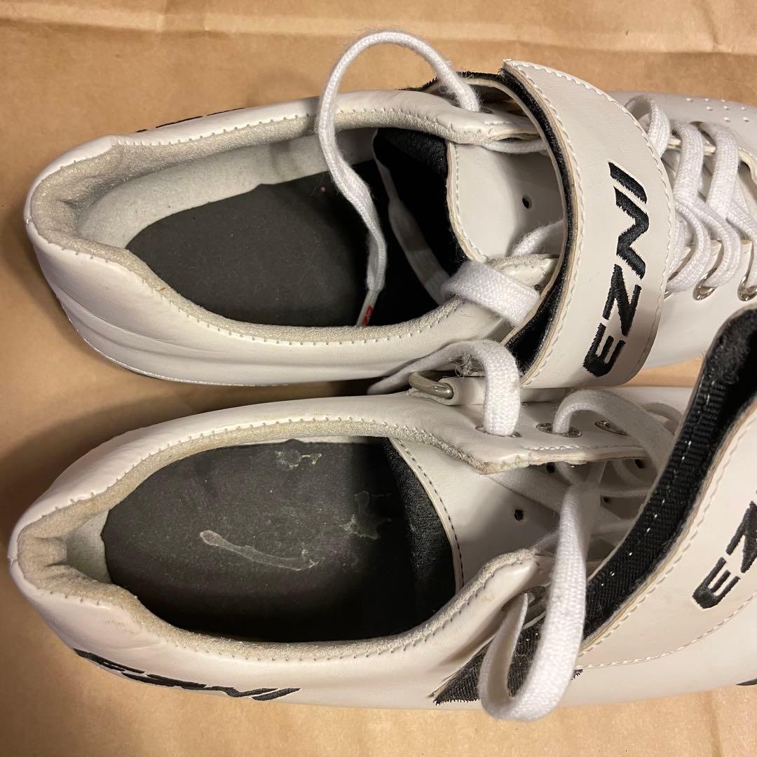 EZNI 自転車シューズ ホワイト ベルクロ　25.5 ハンドメイド　美品　競輪