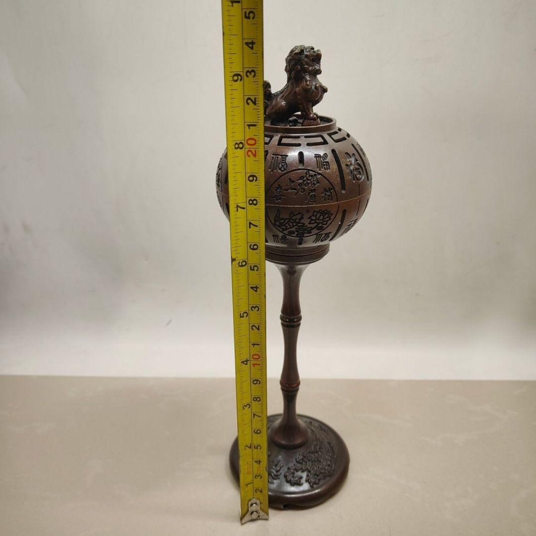 銅製 獅子灯籠炉 香炉 檀香炉 禅意 茶室薫香炉 香道具 装飾品 工芸品 置物