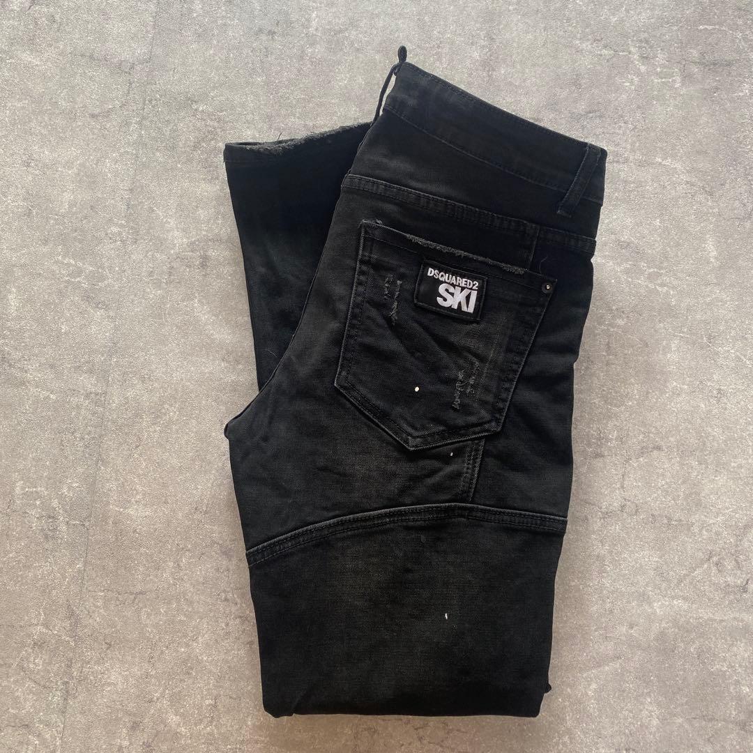 DSQUARED2 ブラックデニム　ダメージペイント　グランジ　W31 ジーンズ