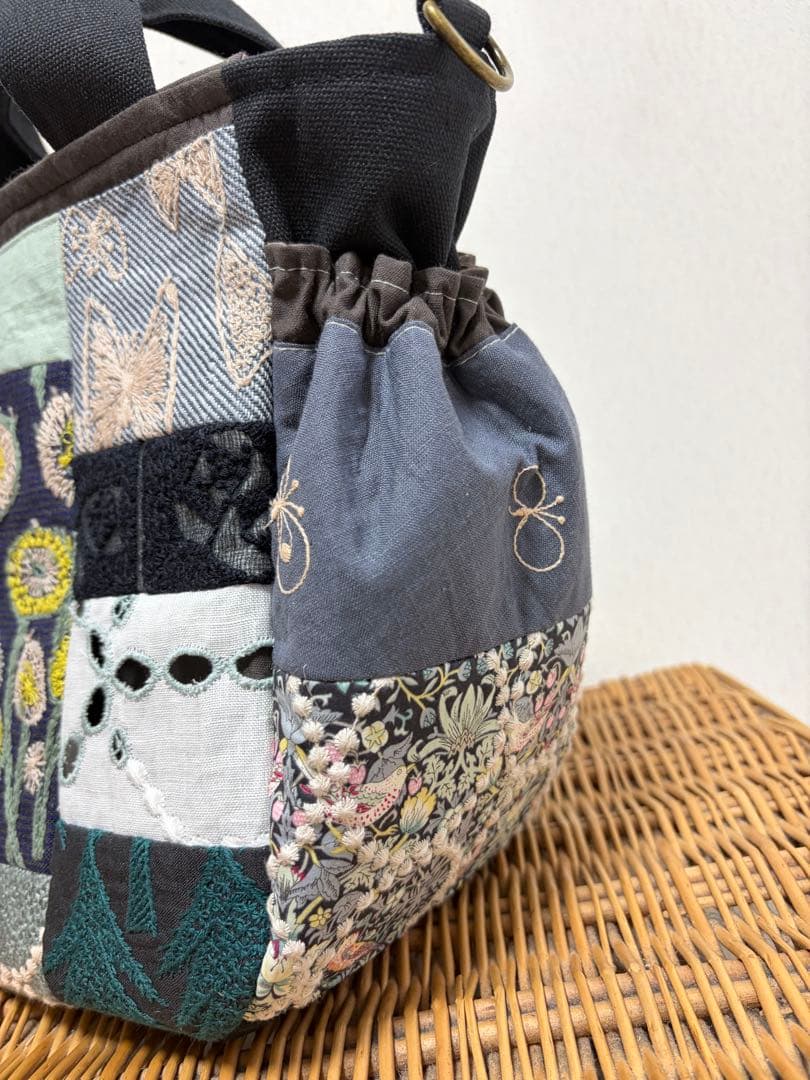 ミナペルホネン＊パッチギャザポケファスナートートL✂️ハンドメイド