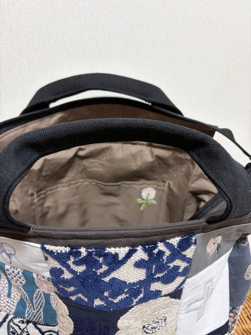 ミナペルホネン＊パッチギャザポケファスナートートL✂️ハンドメイド