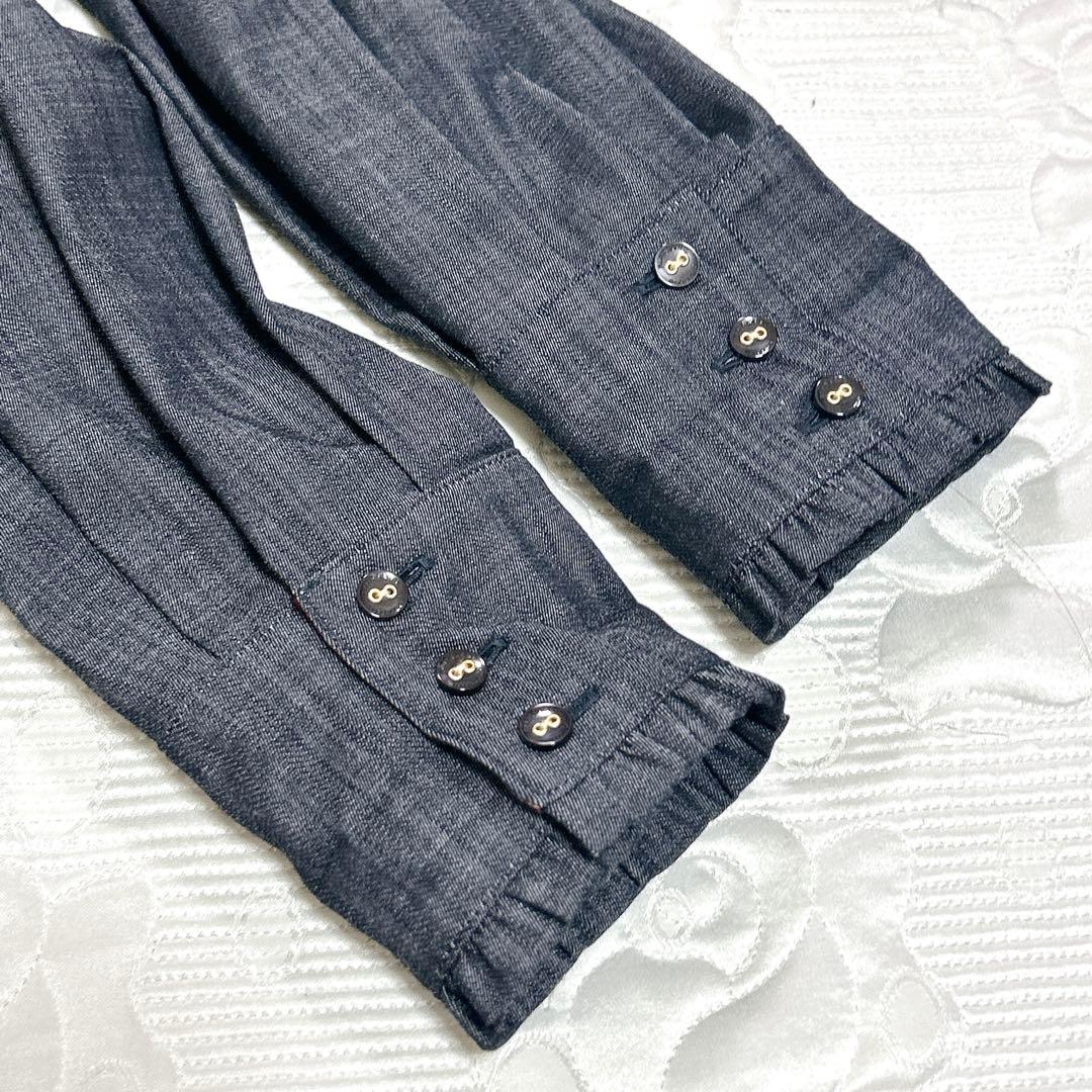 極美品❤︎ブルーレーベル シャンブレー Aライン ワンピース ボウタイ ストレッチ