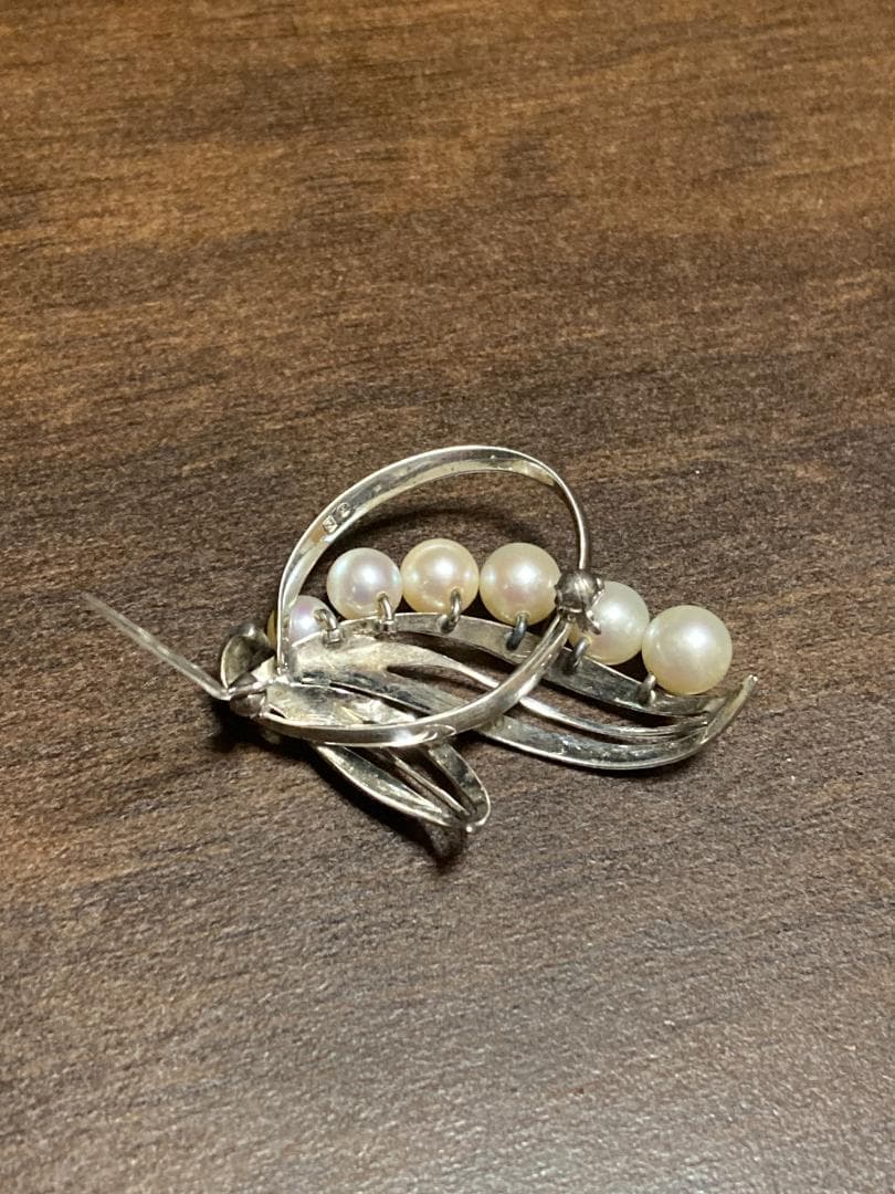美品 ミキモト アコヤ真珠 パール ブローチ シルバー 6粒 6珠