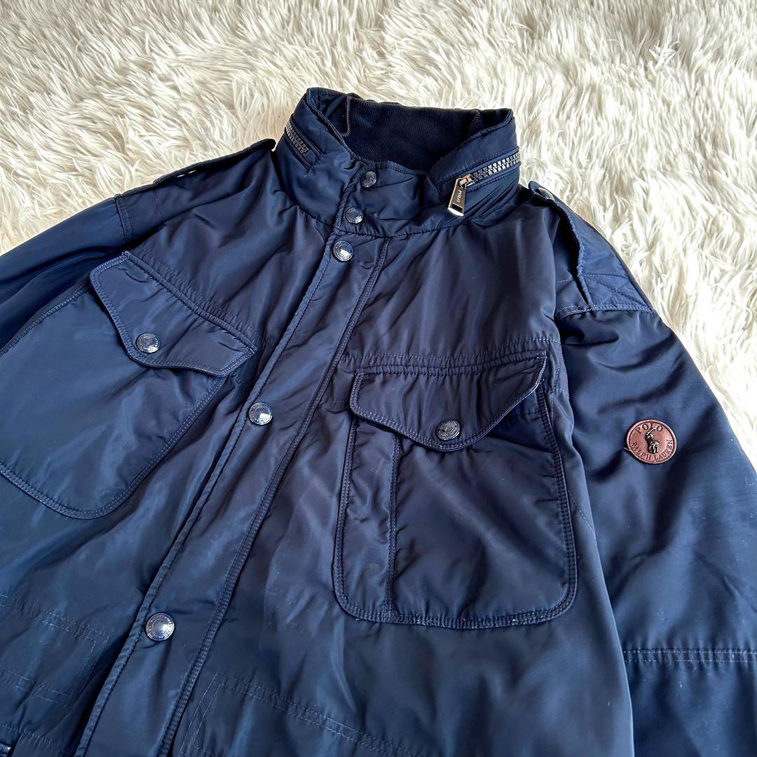 ポロラルフローレン　ダウンジャケット M-65 現行 ロゴワッペン ネイビー L