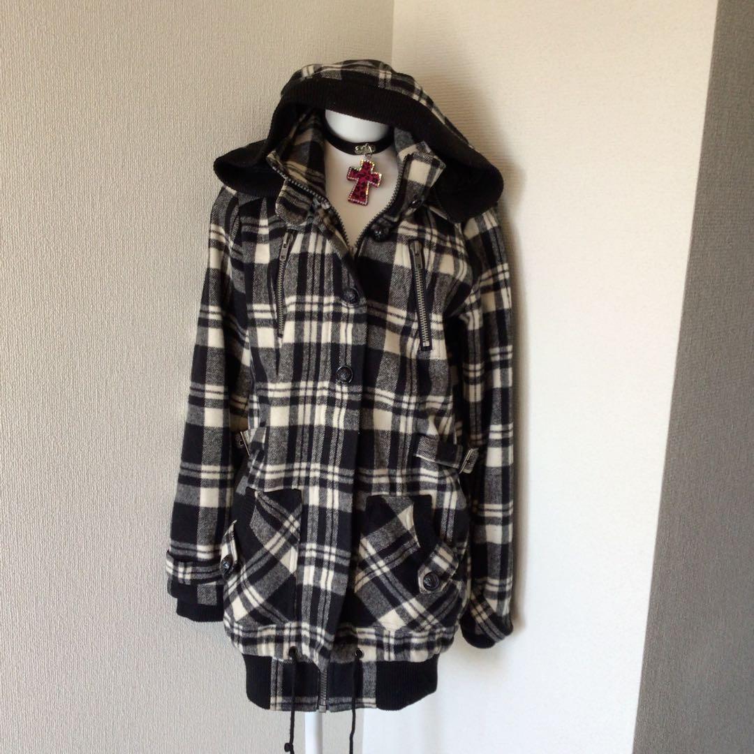 y2k 00s archiveチェックロングジャケット 平成ギャルグランジ