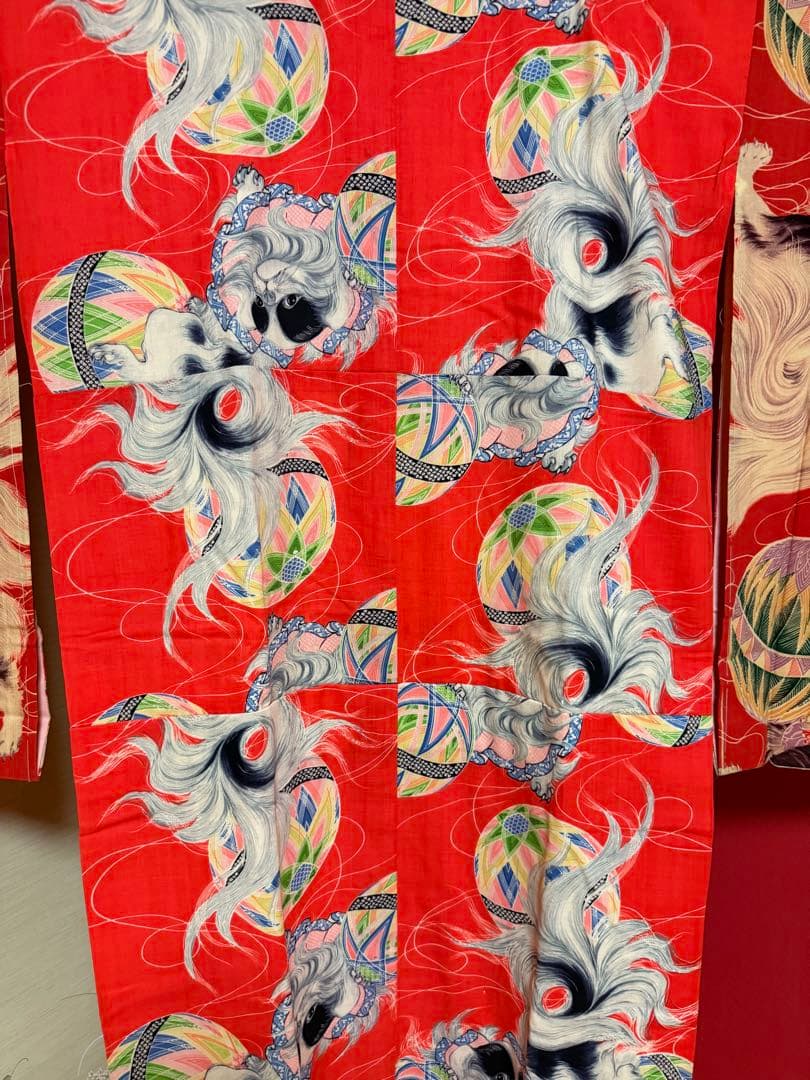 アンティーク長襦袢 狆