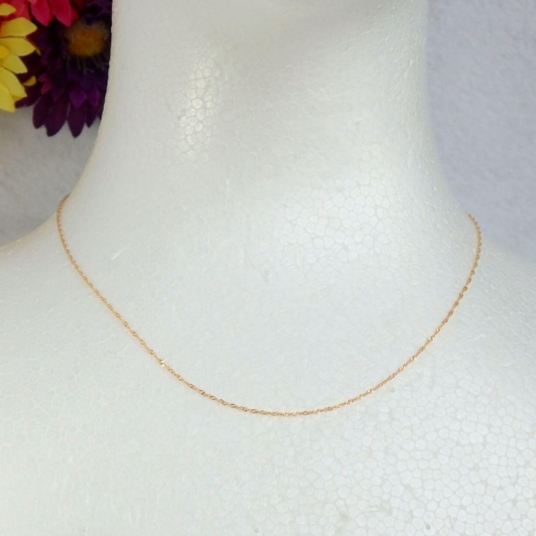 はし　k18ネックレス　スクリューチェーン　約1㎜幅　つけっぱなし