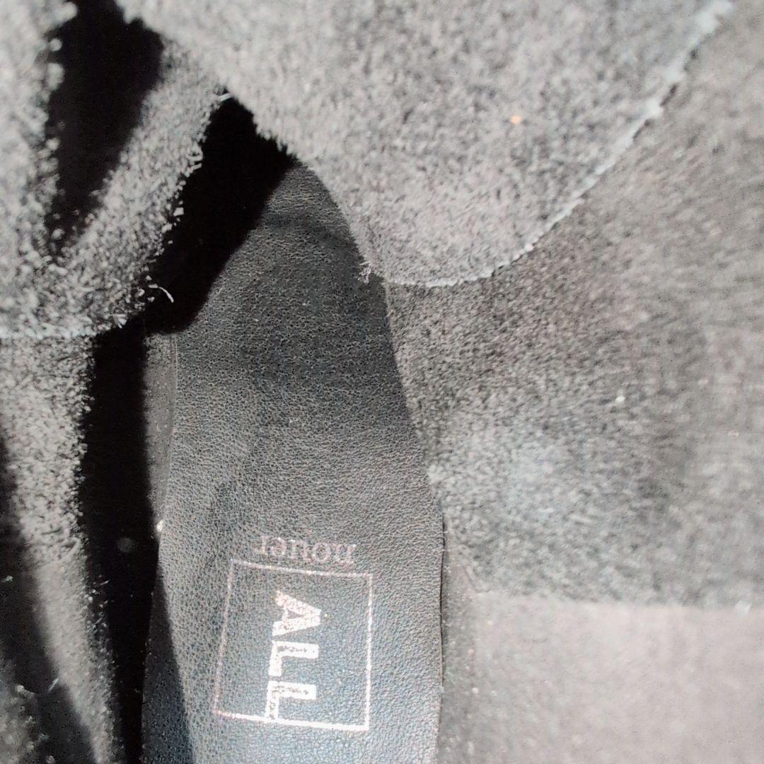 【美品】オールブラック 厚底 レースアップ ショートブーツ ブラック 24.0