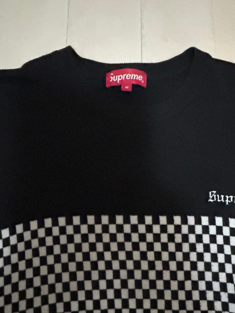 old supreme ニット　チェッカーフラッグ