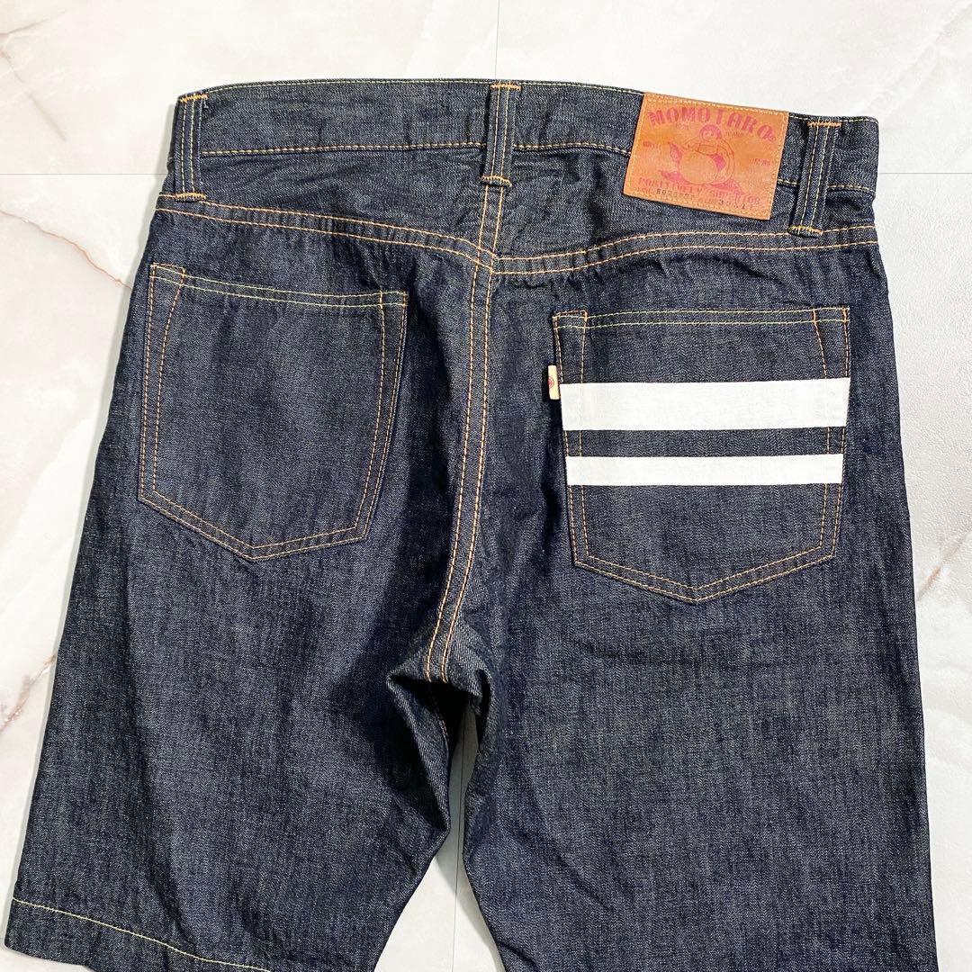 A17406 美品 桃太郎ジーンズ 出陣レーベル デニムショートパンツ W30