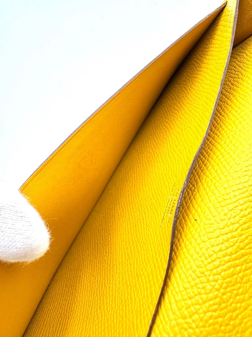 HERMES エルメス ベアンスフレ エプソン イエロー マチ付き D刻印