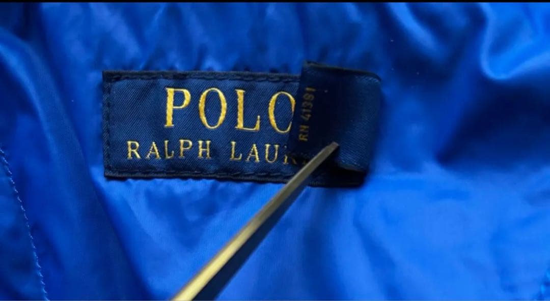 ポロラルフローレン 刺繍ロゴ ビッグポニー ダウンベスト　ブルー　Mサイズ