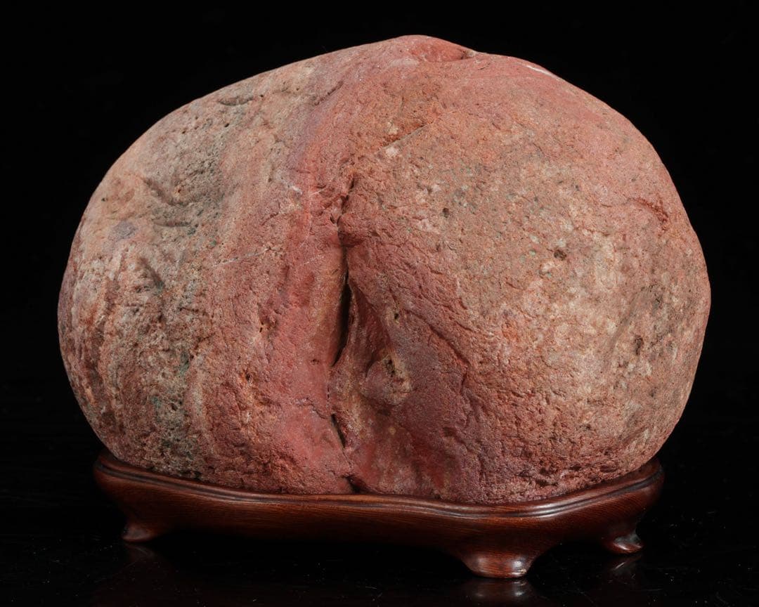 赤玉石 赤石 碧玉 在銘台座付 2.3kg 鑑賞石 原石 天然石 飾石