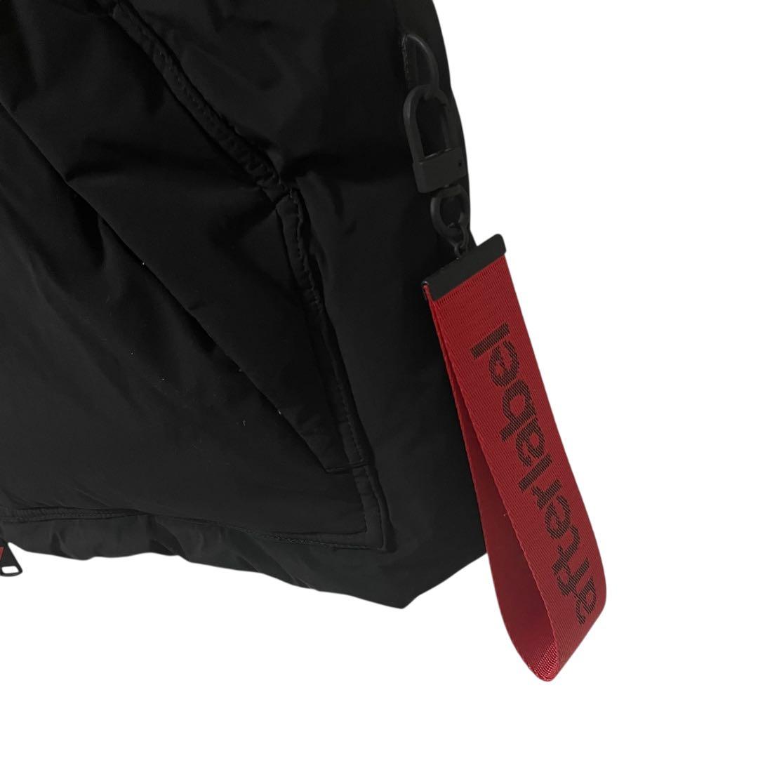 after label / メンズ 中綿ベスト フーディ 黒 L a554