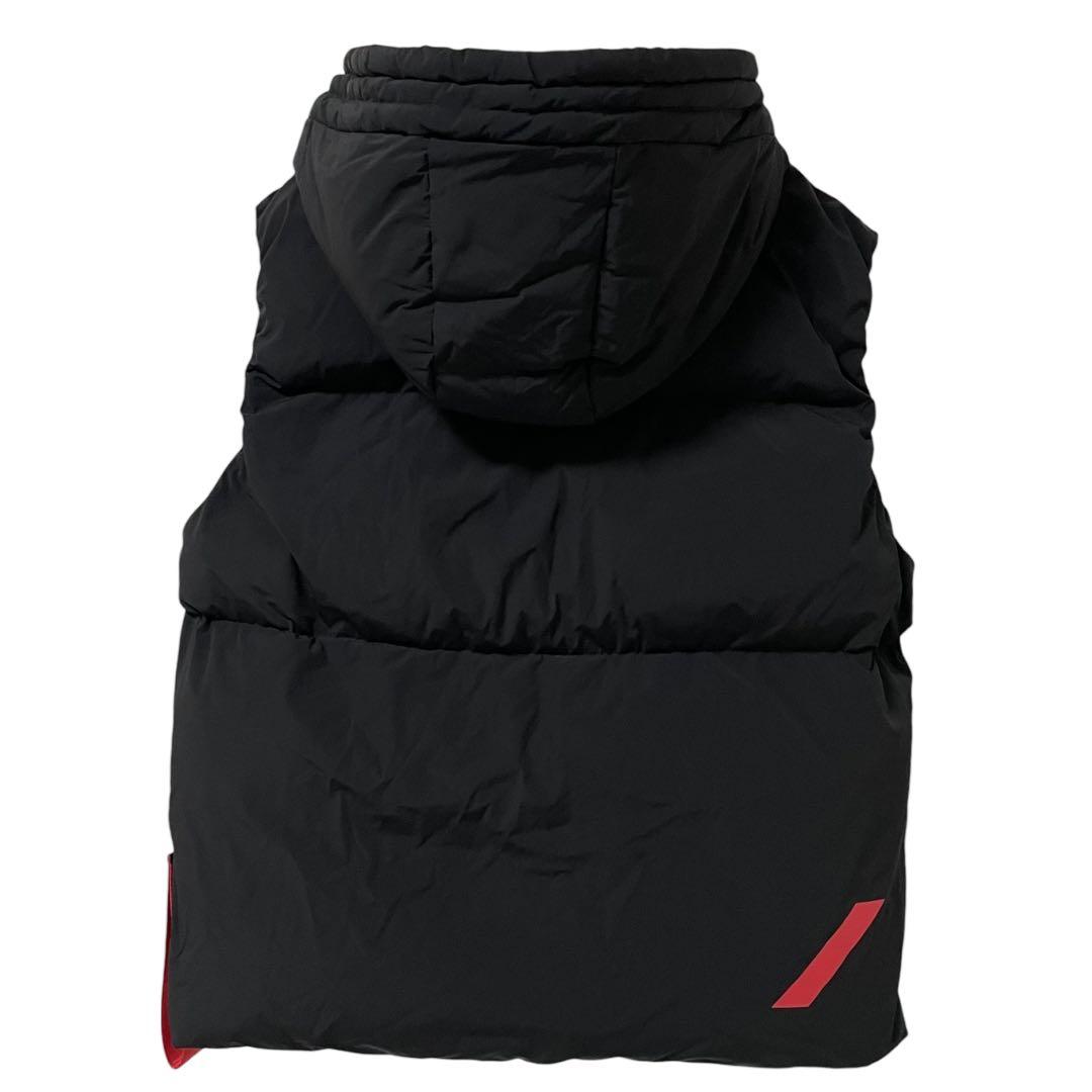 after label / メンズ 中綿ベスト フーディ 黒 L a554