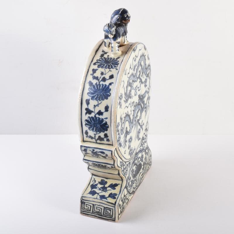 Khiêm Bỉnh　中国　青花　雲龍蓮花文　扁壷　V　7019A