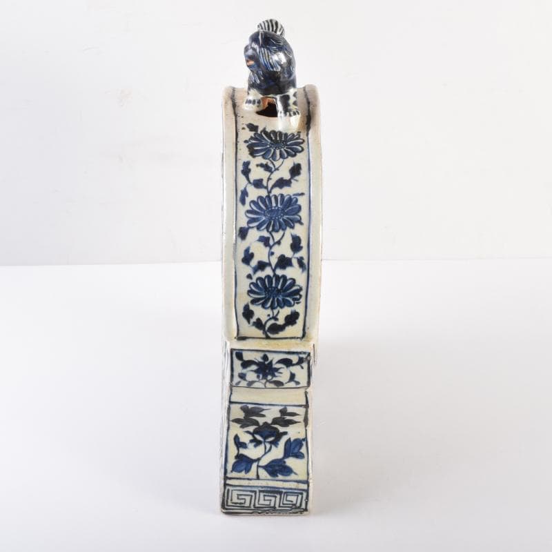 Khiêm Bỉnh　中国　青花　雲龍蓮花文　扁壷　V　7019A