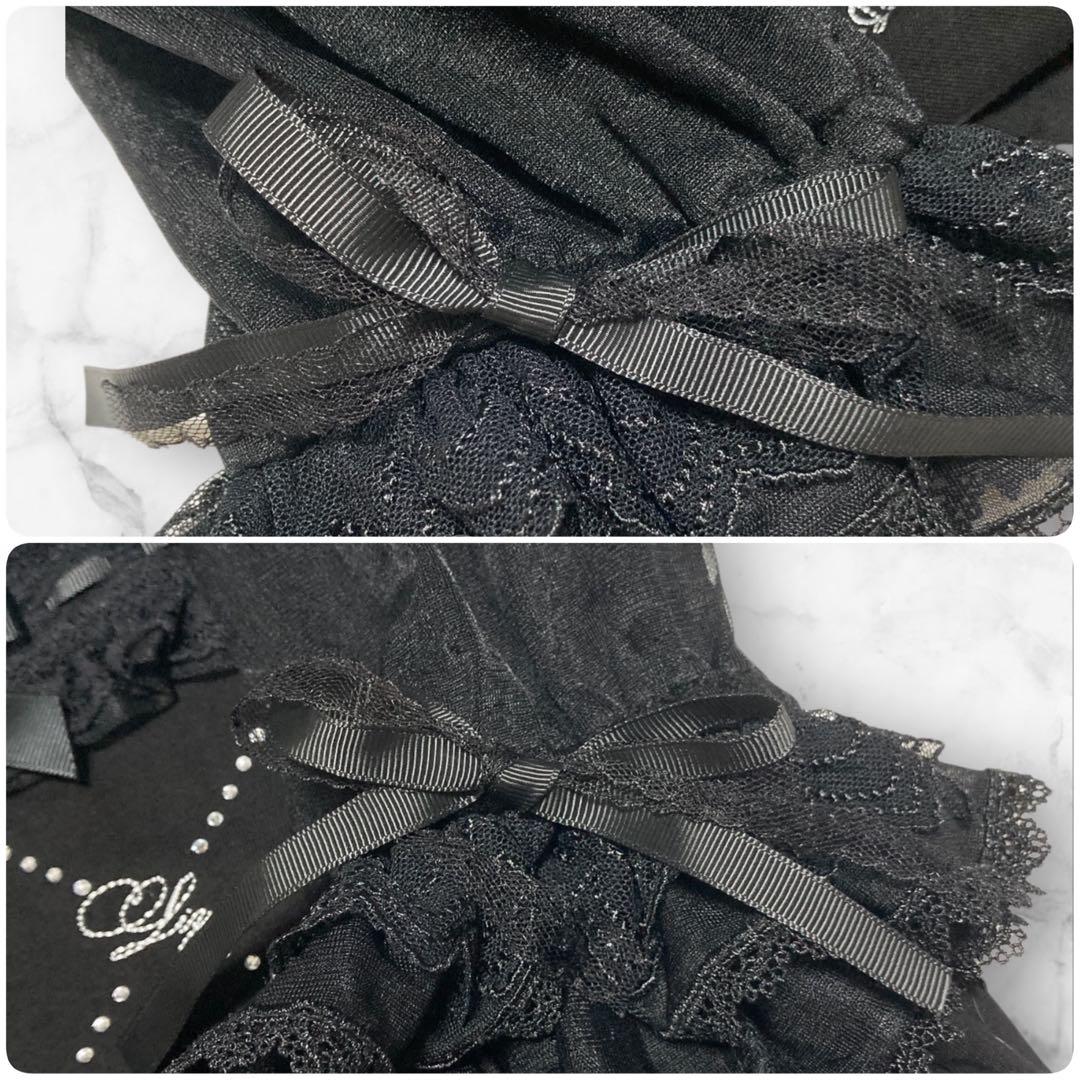 美品❤️ LIZLISA モノグラムビジューカットトップス ブラック