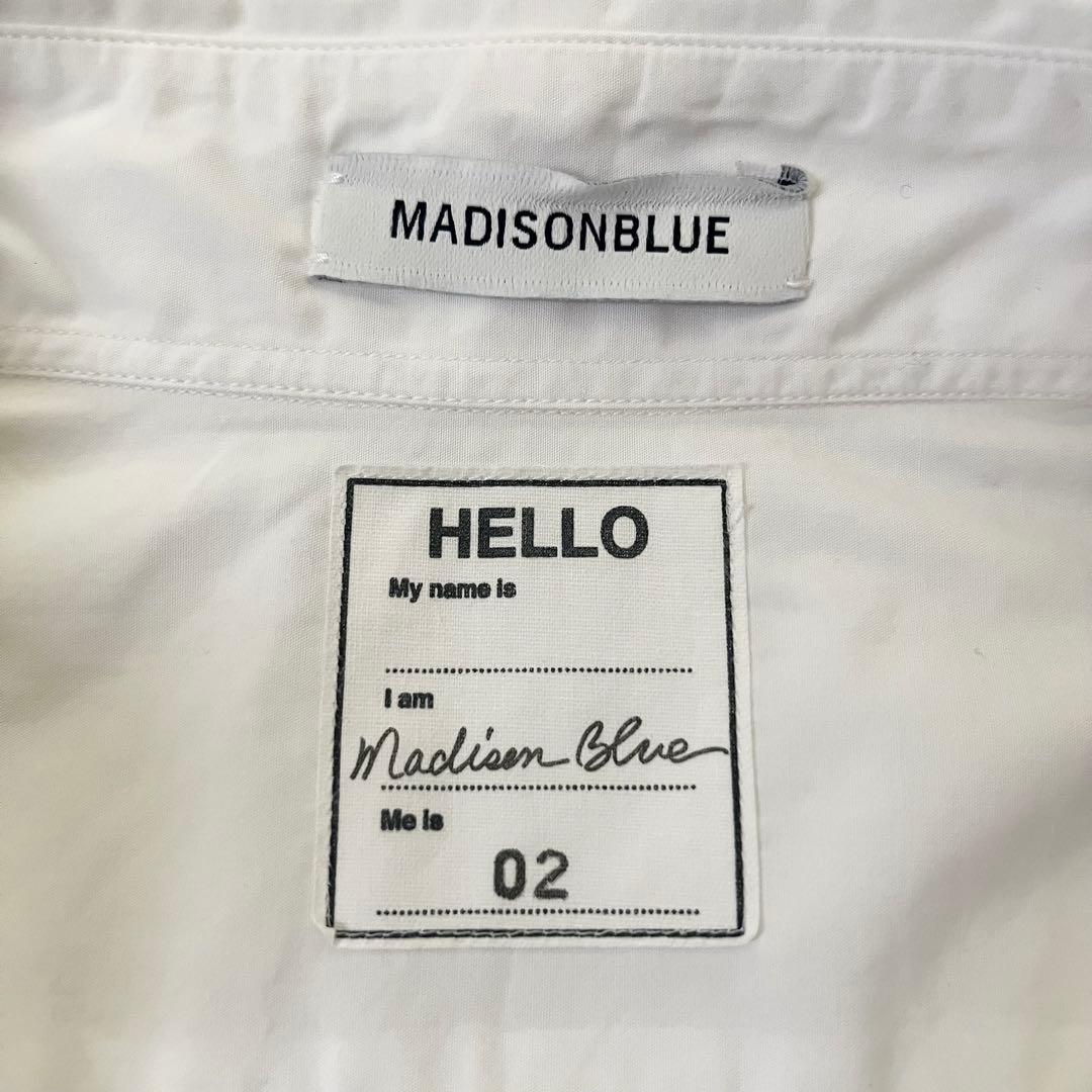 ko様　希少サイズ　マディソンブルー マダムシャツ 長袖 白　B刺繍　02サイズ