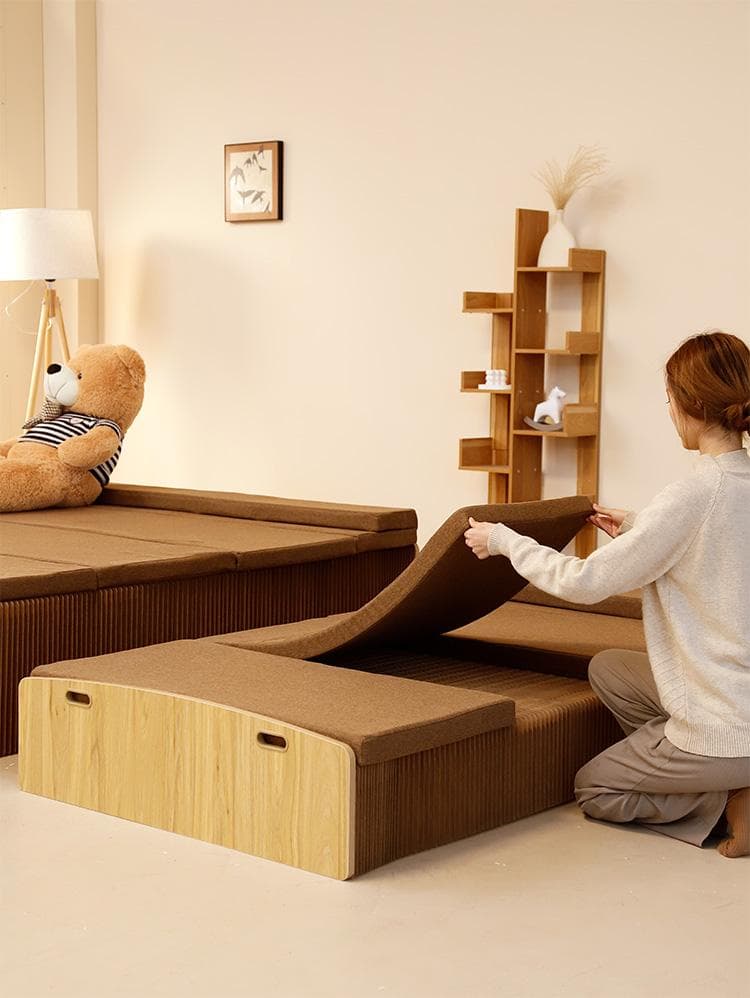 ペーパー折りたたみベッド幅60㎝高さ16㎝組立不要 マットレス付き 一人暮らし