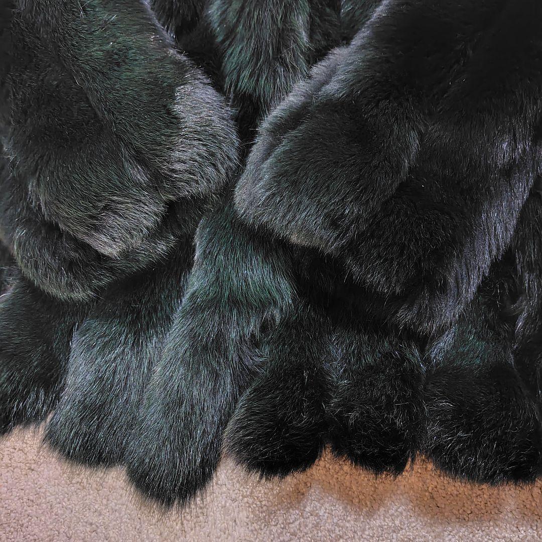 yukiko hanai フォックスファーコート 動物の顔付き　濃青