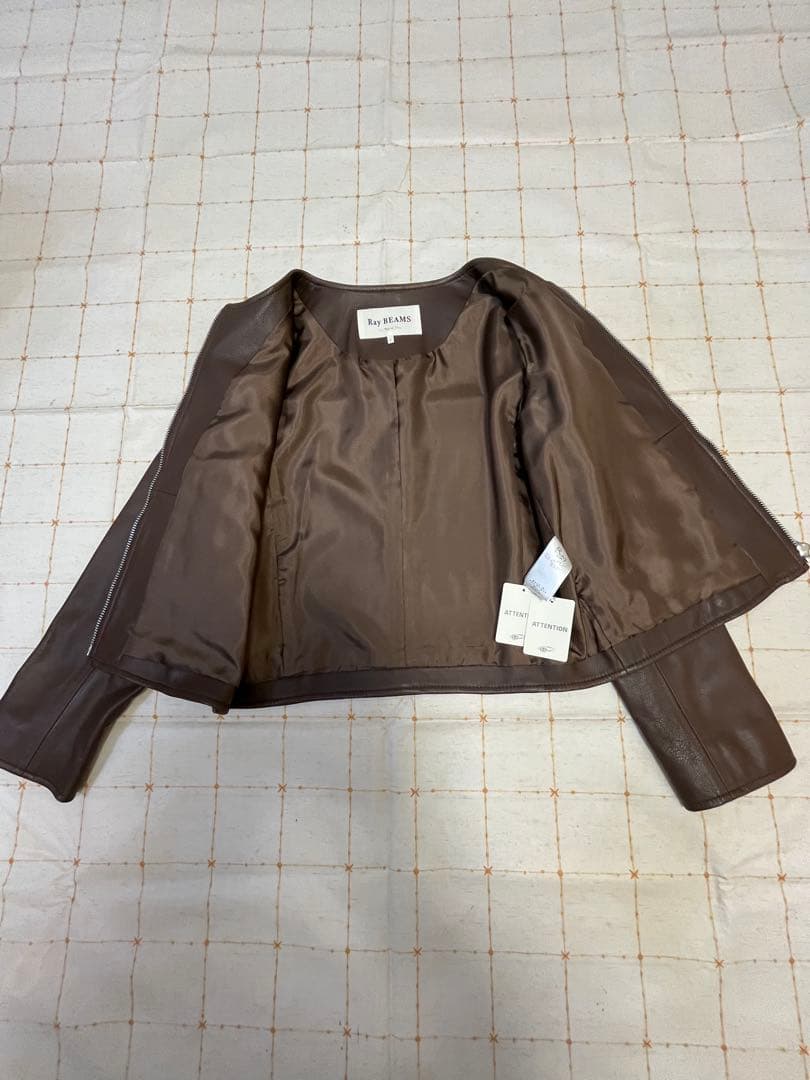 新品レイビームス ラムレザージャケット　ブラウンL