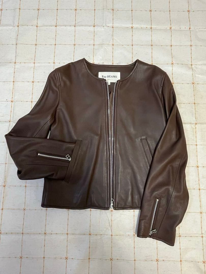 新品レイビームス ラムレザージャケット　ブラウンL