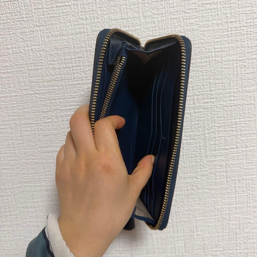 新品未使用　Anya Hindmarch 長財布 ネイビー 個性派虎デザイン