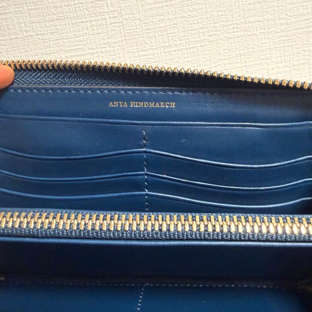 新品未使用　Anya Hindmarch 長財布 ネイビー 個性派虎デザイン